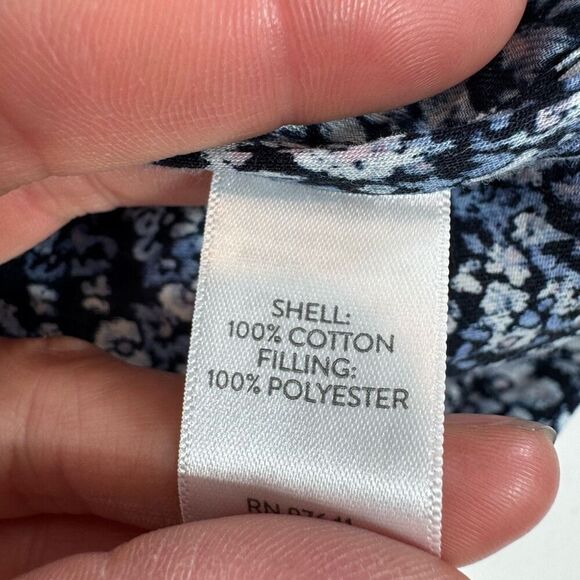 J Jill Jacket Womens 2X Blue Quilted Floral Button Up Granny Boho Long Sleeve - Picture 10 of 13